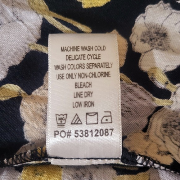 Ellos Womens Plus 30 Black Floral Button Front Midi - Knee Dress Bohemian Travel - Picture 6 of 8